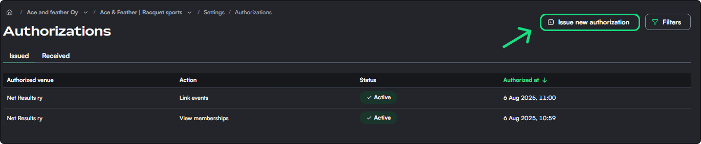New Authorization