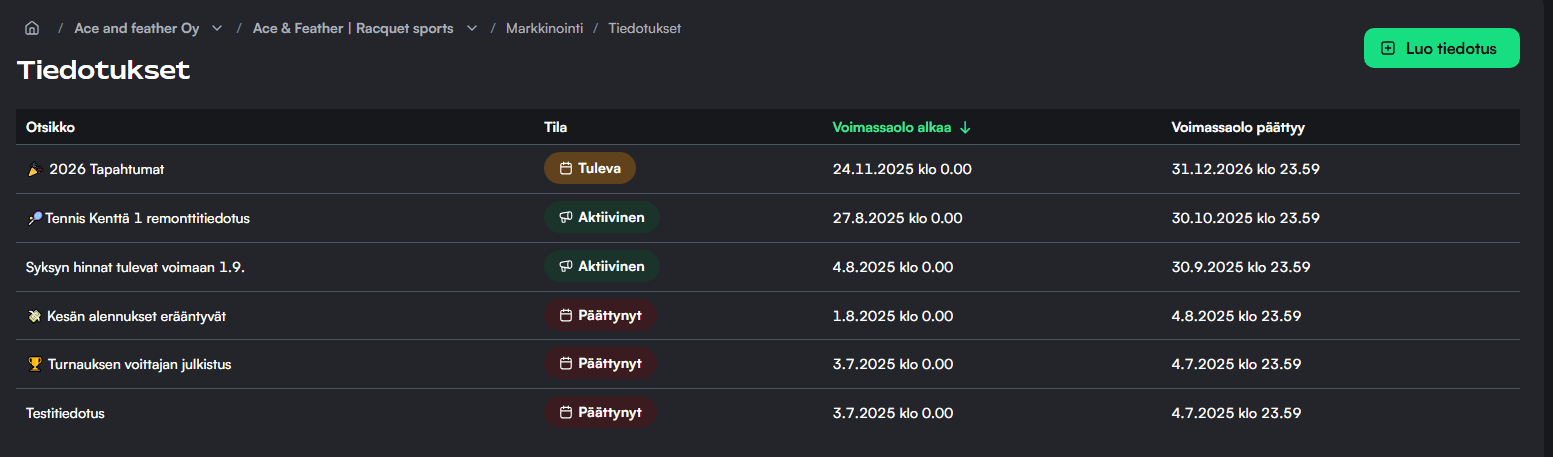 Tiedotukset