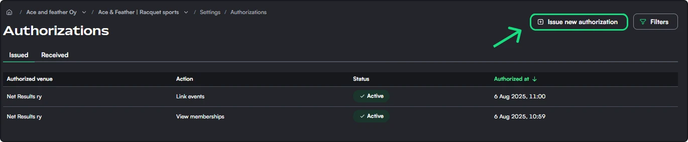 New Authorization